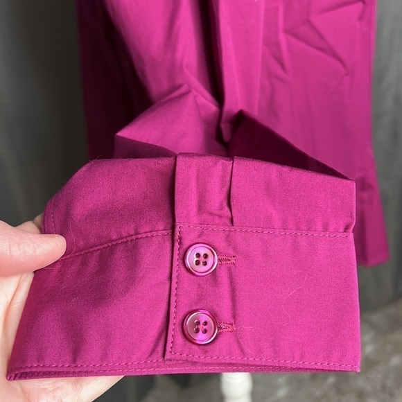 CJ BANKS PURPLE BUTTON DOWN WRINKLE RESISTANT BLOUSE 14W New - Picture 7 of 12